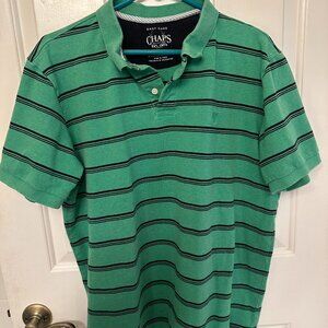 Chaps Men's Large Tall Green & Black Striped Polo Shirt